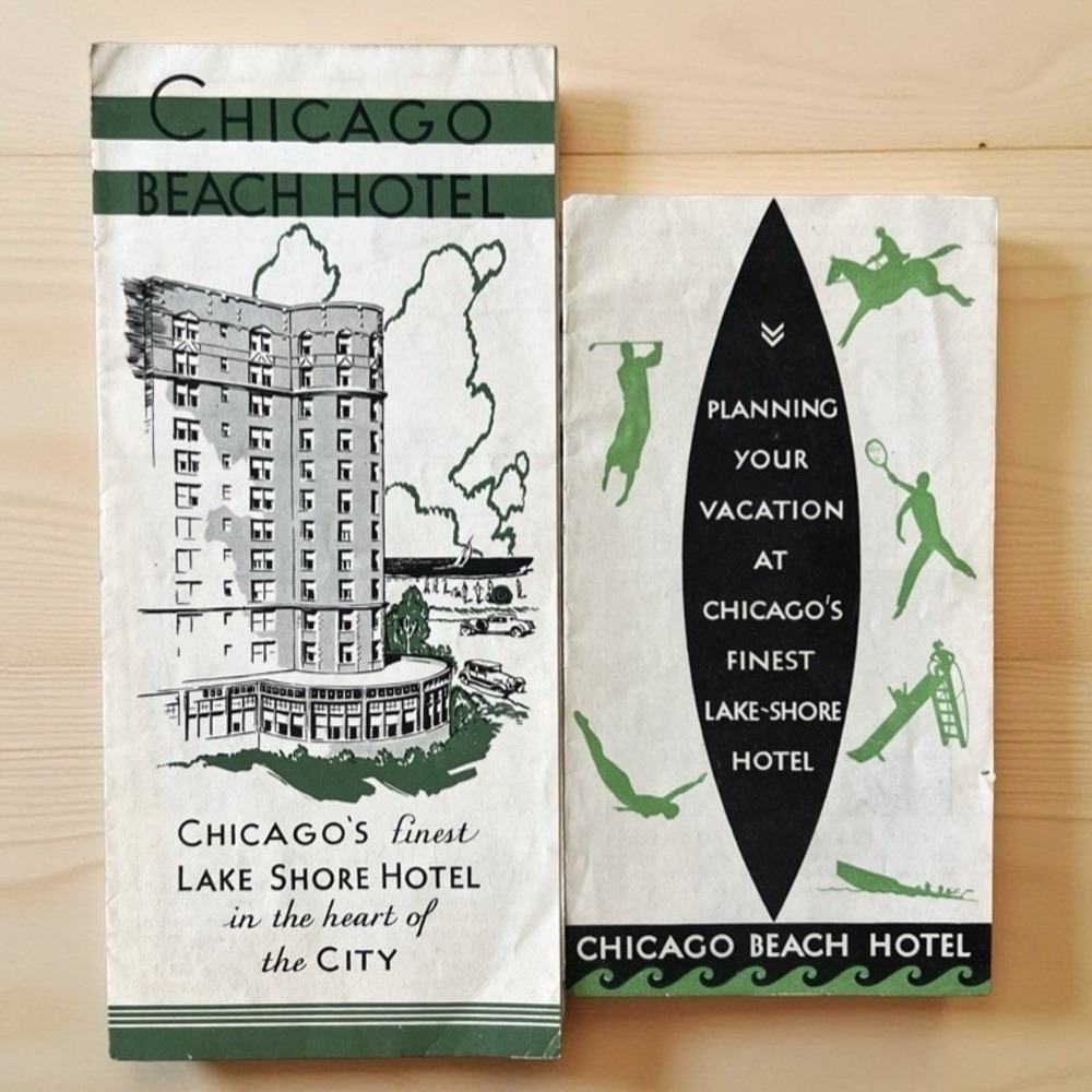 Vintage Chicago Beach Hotel Resort Brochures Pamphlet 1933 Chicago Worlds‎ Fair